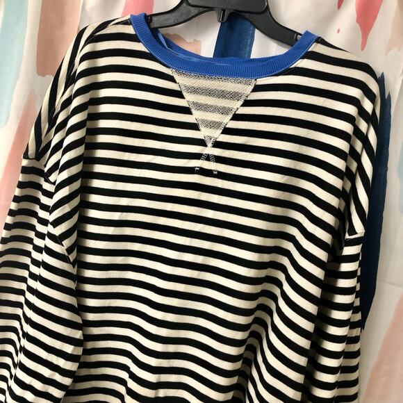 NWOT We the Free / Free People Classic Striped Oversized Crewneck in Black Combo - Picture 5 of 13